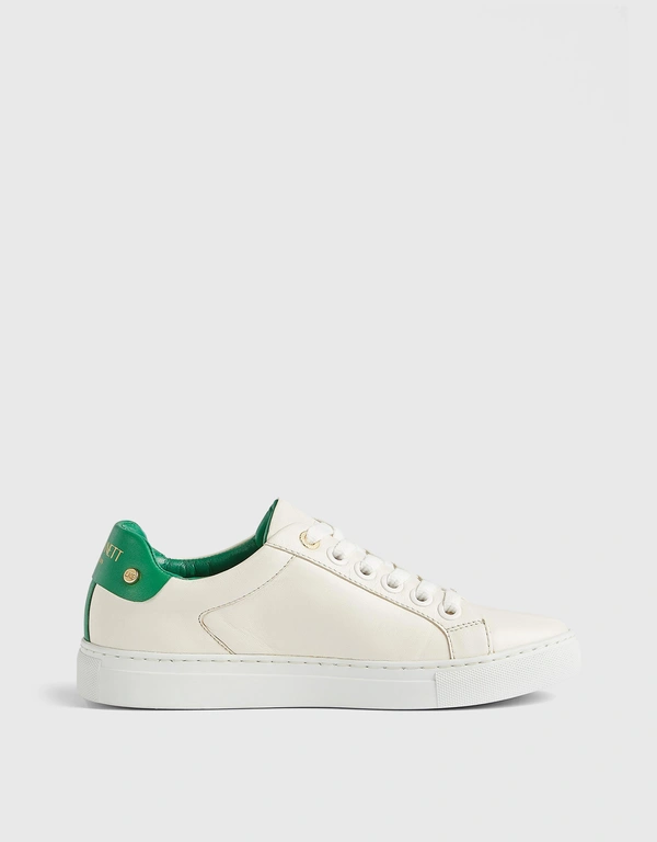 LK Bennett Signature Nappa Leather Flats-White Green
