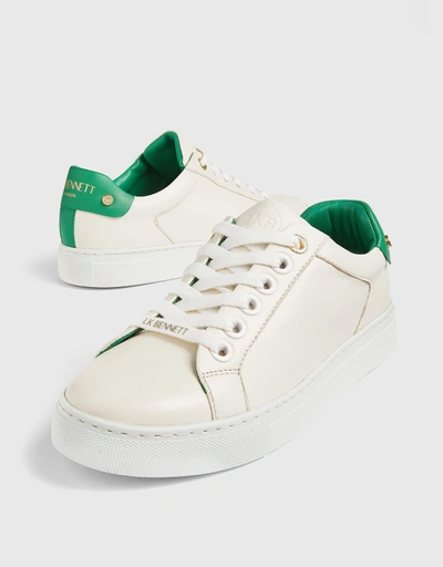Signature Nappa Leather Flats-White Green