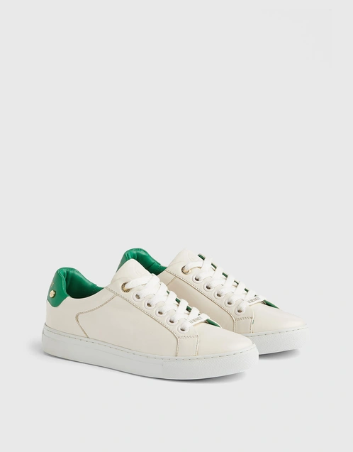 Signature Nappa Leather Flats-White Green