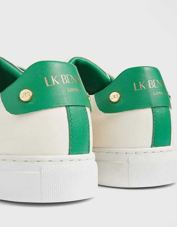 LK Bennett Signature Nappa Leather Flats-White Green