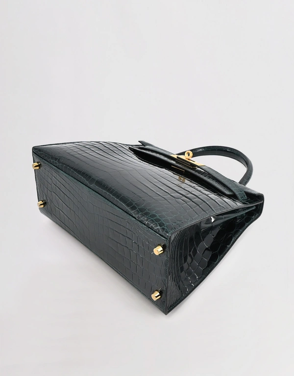 Hermès Hermes Kelly 28 Niloticus Crocodile Leather Crossbody Bag-Vert Cypres Gold Hardware