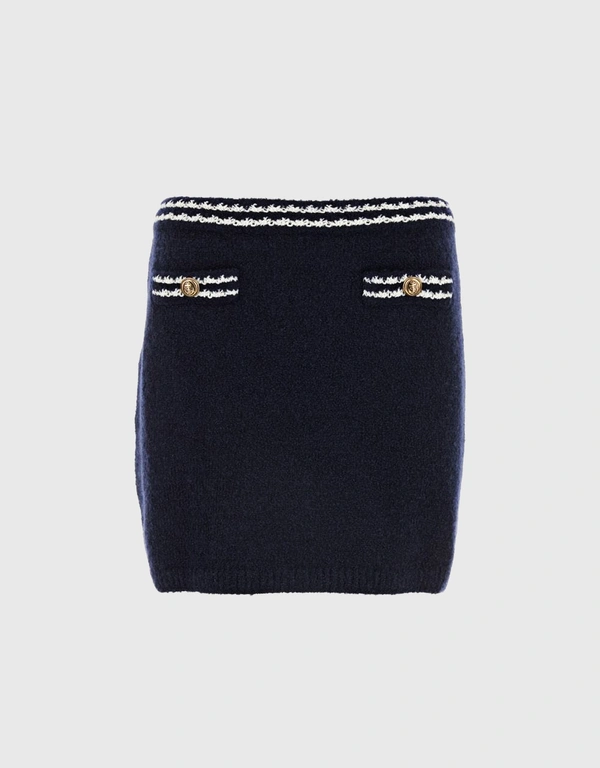 Miu Miu Stripe-Trim Wool Blend Mini Skirt