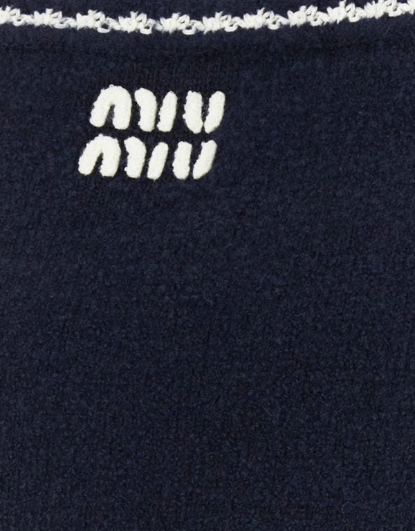 Miu Miu 條紋飾邊羊毛混紡迷你裙