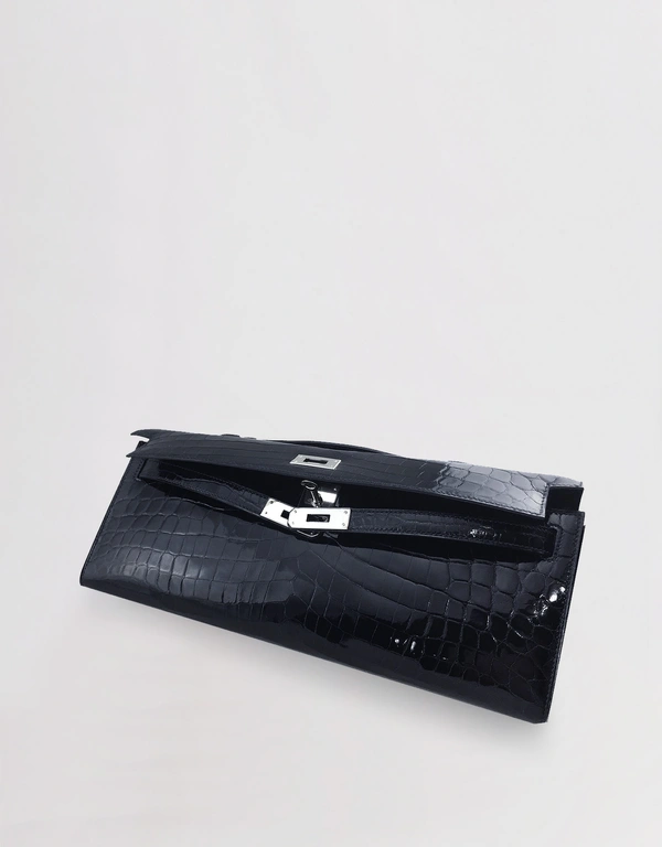 Hermès Hermes Kelly Cut 78 Niloticus Crocodile Clutch Bag-Marine Silver Hardware