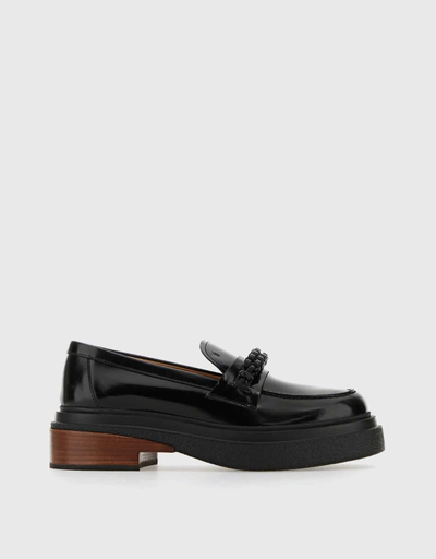Mocassini Leather Braided Strap Loafers
