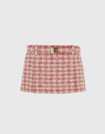 Embroidered Checked Mini Skirt