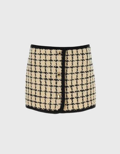 Virgin Wool Blend Check Mini Skirt