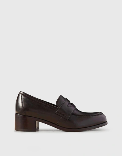 Derby-Style Leather Loafers-Brown