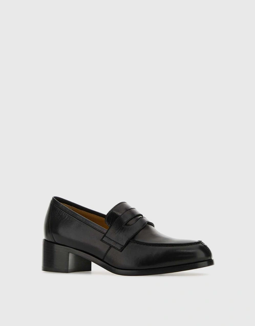 Derby-Style Leather Loafers-Black