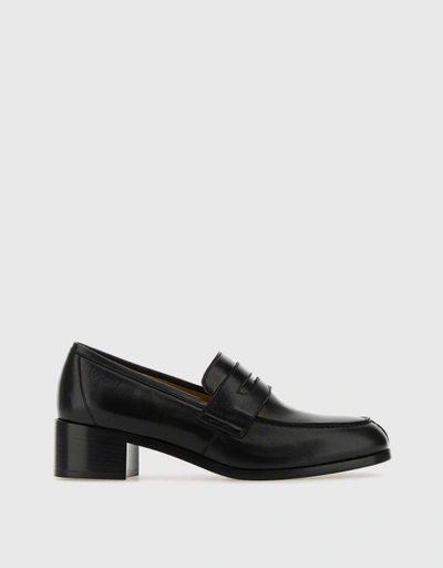 Derby-Style Leather Loafers-Black