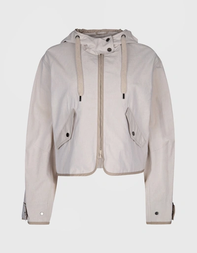 Cotton Canvas Hooded Jacket