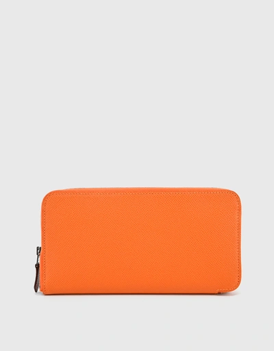 Hermes Silk In Epsom Leather Long Wallet-Orange