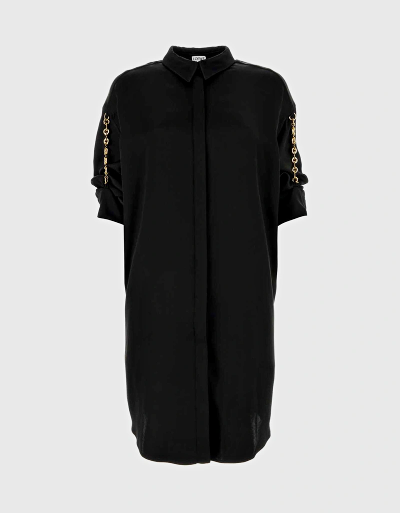 Loewe - Chain Shirt Dress in Silk for Woman - 38 - Black - Silk Loewe - Chain Shirt Dress in Silk for Woman - 38 - Black - Silk
