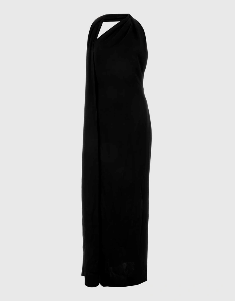 Loewe One-Shoulder Satin Dress With Scarf Detail, Black, Women's, 6, Cocktail & Party Wedding Guest Dresses Satin & Silk Dresses Loewe One-Shoulder Satin Dress With Scarf Detail, Black, Women's, 6, Cocktail & Party Wedding Guest Dresses Satin & Silk Dresses