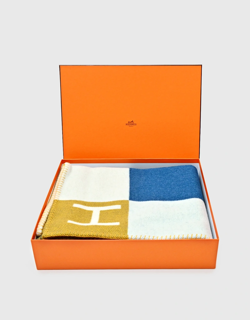 HERMES Avalon throw blanket 85%ウー15%カシミア Hermès Hermès Avalon Vibration Jacquard Wool And Cashmere Throw