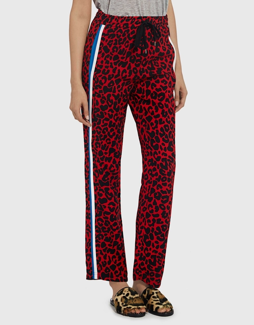 Zara Leopard Print Red Skinny Pants Womens XS High Rise Side Zip