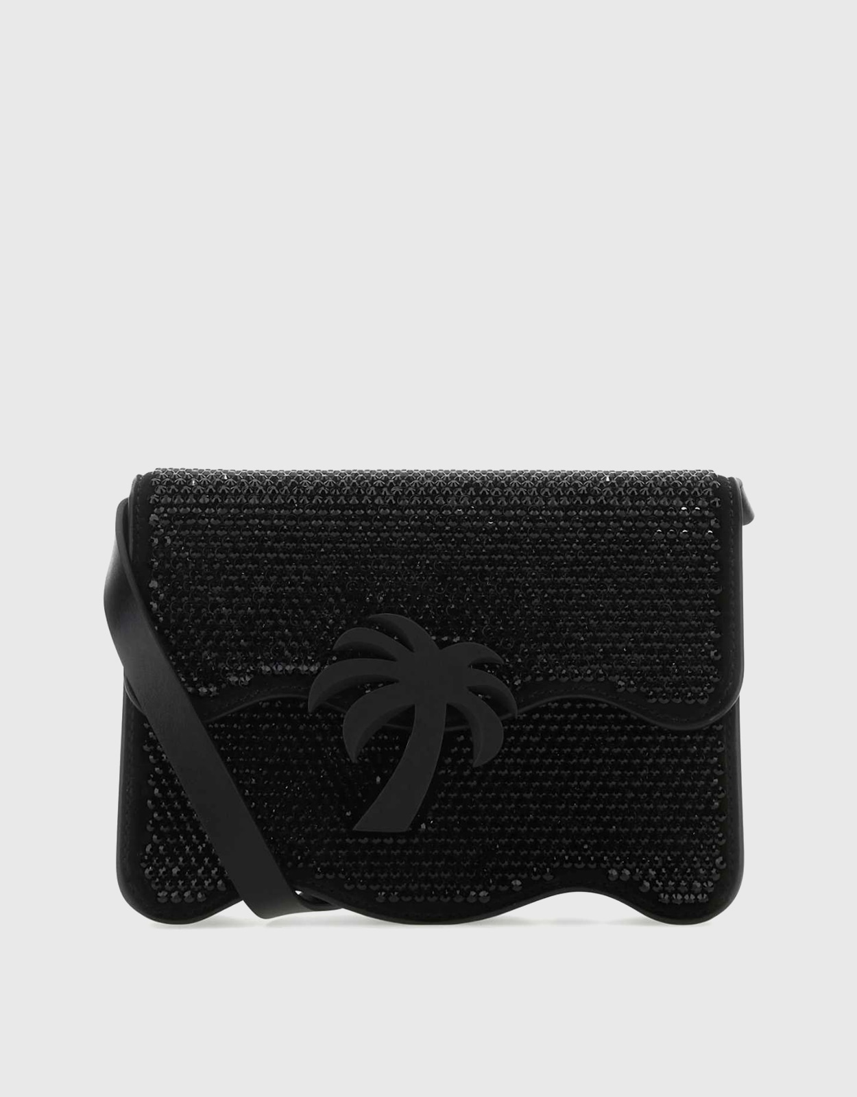 Palm Angels ボディバッグ Palm Angels Logo-Print Leather Crossbody Bag Black Men's - US