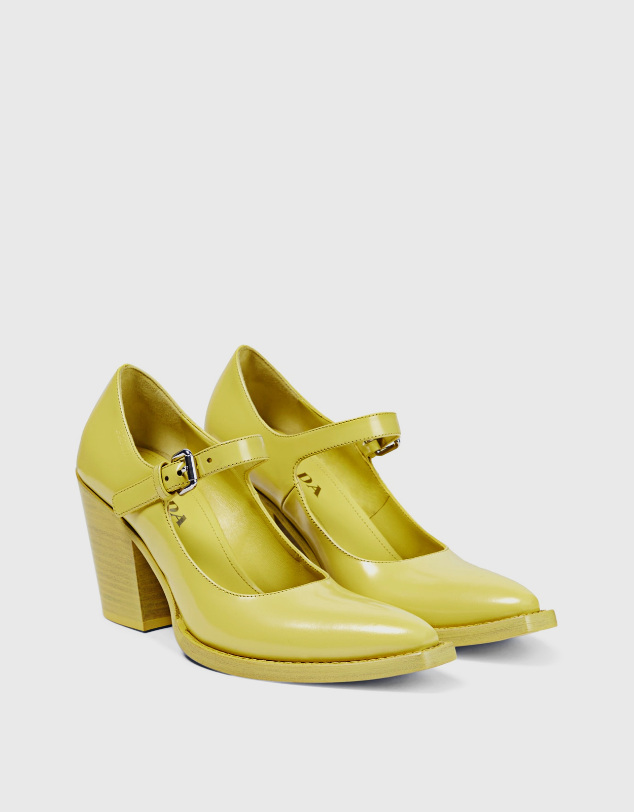 Prada Logo Leather Buckled ハイヒール (ヒール付きシューズ) IFCHIC.COM