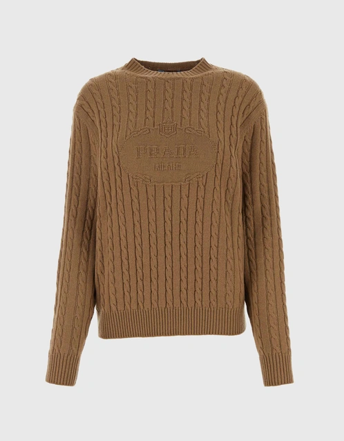 Prada Logo Crewneck Cashmere Sweater (Knitwear) IFCHIC.COM 