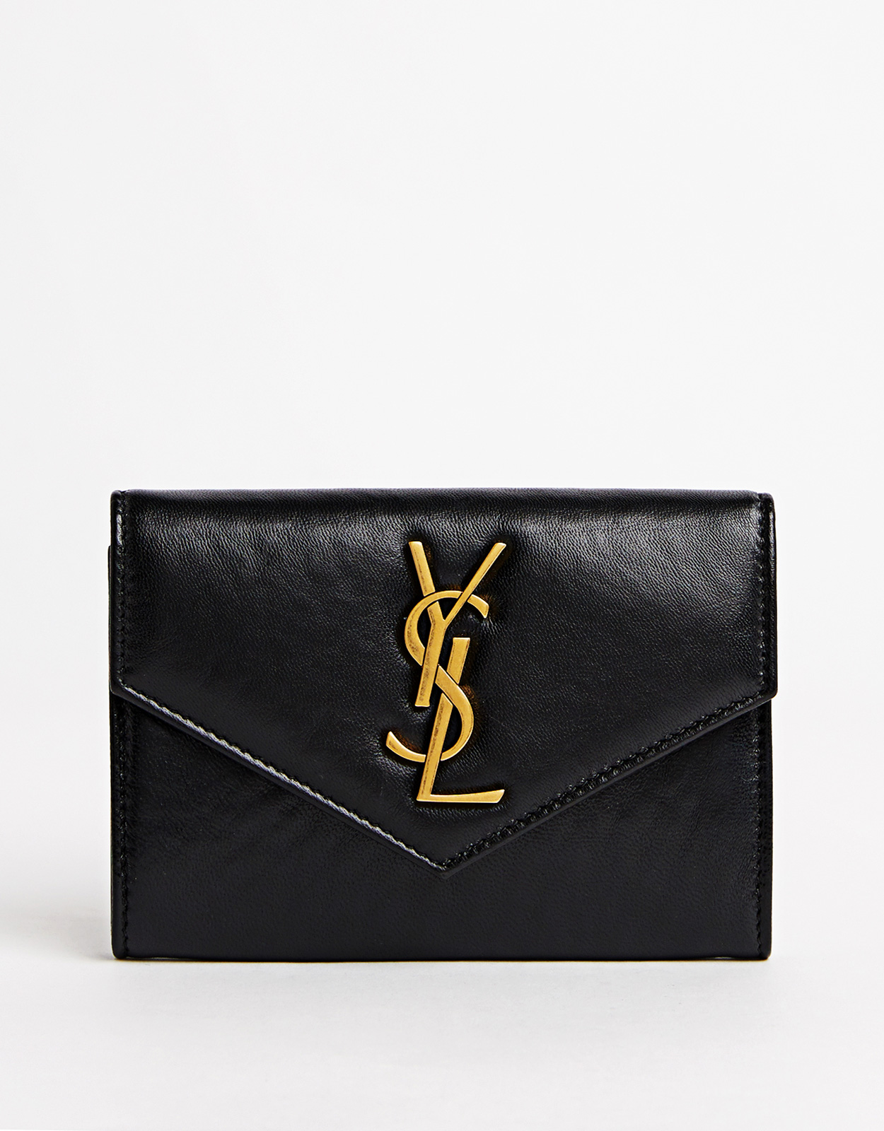 Saint Laurent YSL Monogram Leather Flap Wallet (Wallets and Small  
