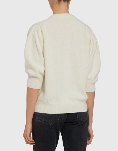 Angora-blend Puff Half Sleeve Sweater