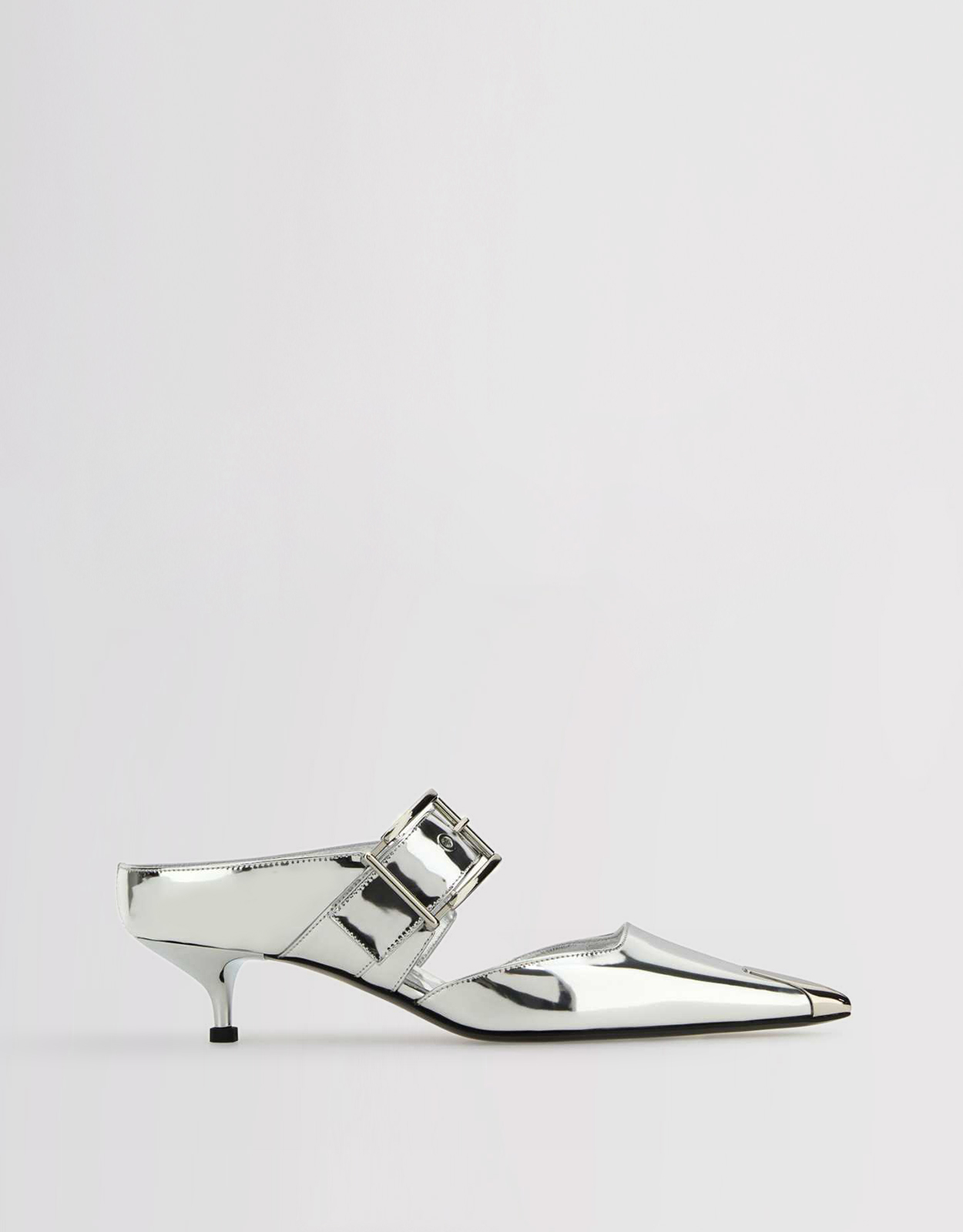 Alexander McQueen Leather Pointed-Toe Mid-Heeled Mules (Mules
