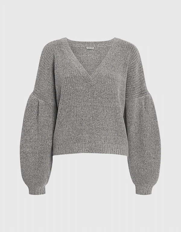 Rachel Comey Mesco V-neck Puff Sleeve Cropped Sweater