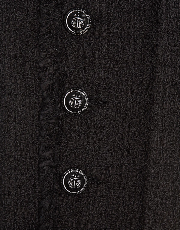 MSGM Tweed Side Button Straight-leg Pants