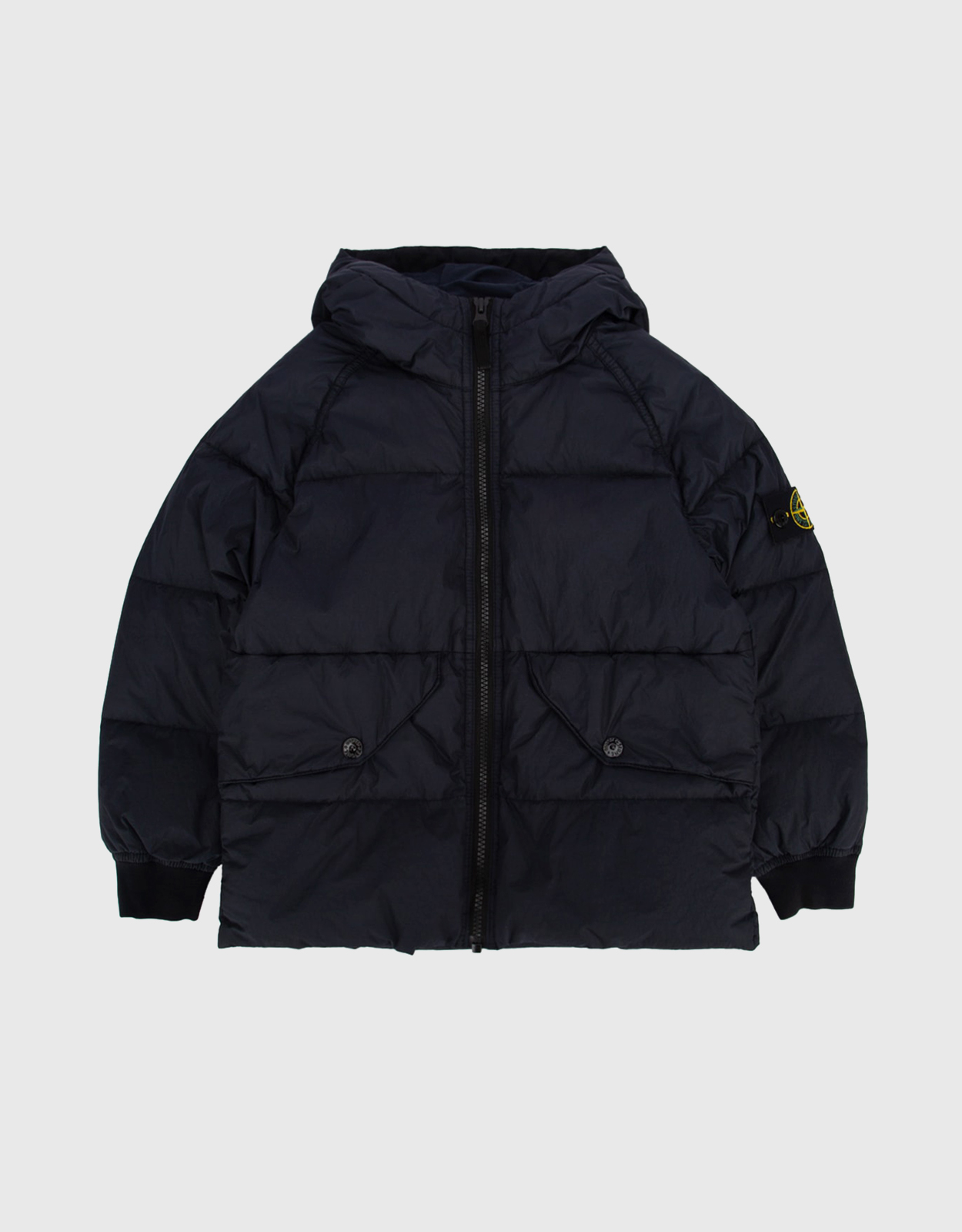 Stone Island Kids Compass Logo Hood Down Jacket (男の子（4-16歳 