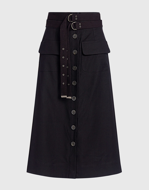 Sea Kinney Double Belted High Waist Midi Skirt (Skirts,Midi) IFCHIC.COM
