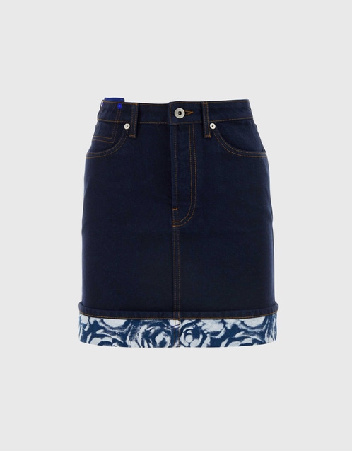 Burberry Cotton Rose Printed Denim Mini Skirt (Skirts) IFCHIC.COM