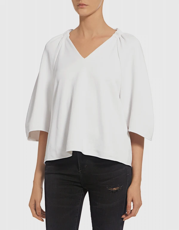 Marsha Luxe Knit Shirred V-neck Top
