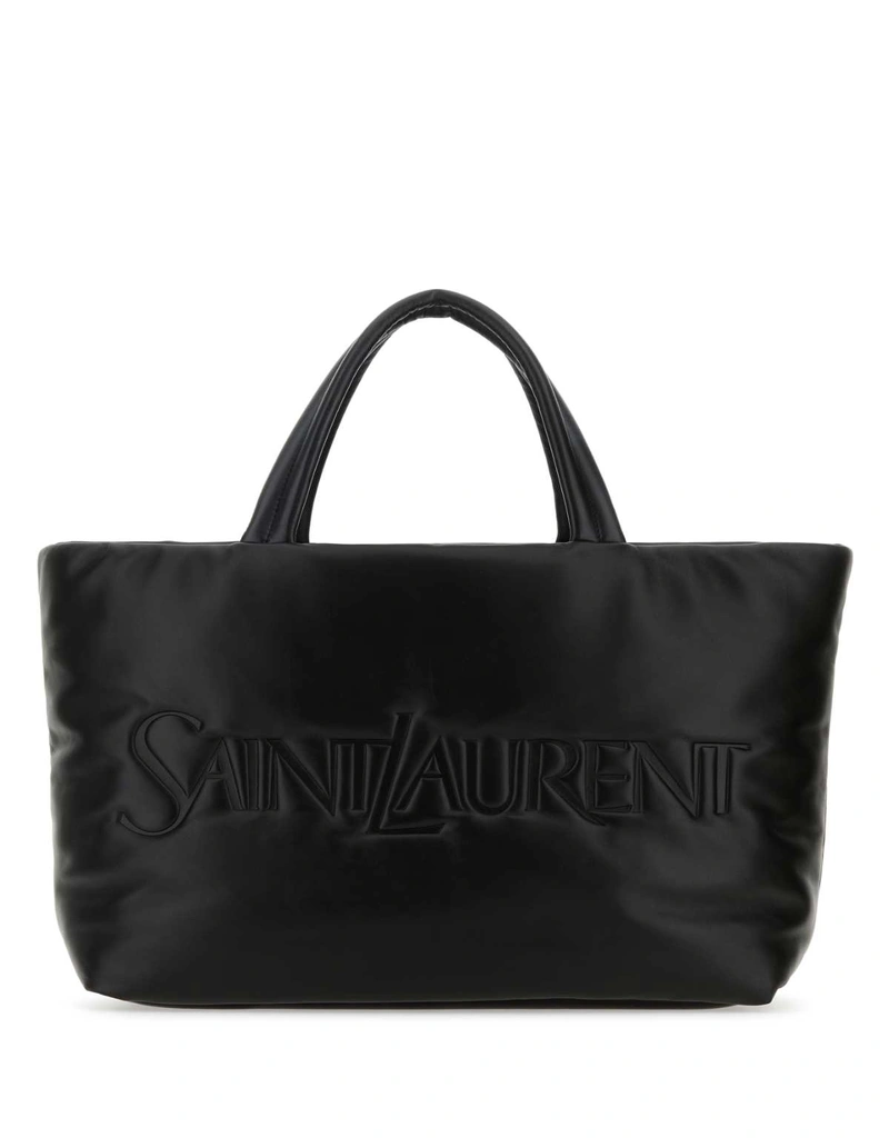 Saint Laurent ユニセックスラムスキンロゴ型押しトートバッグ