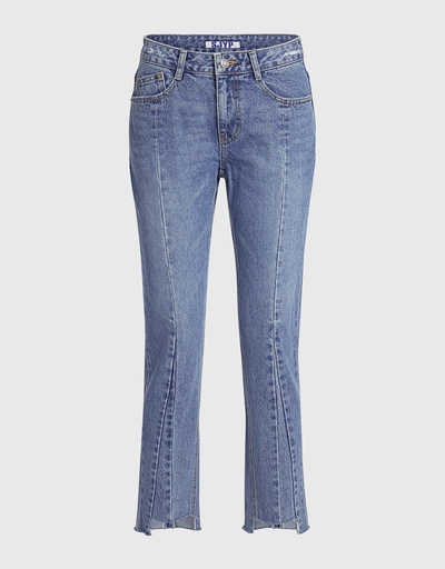 Fray Hem Straight-leg Jeans