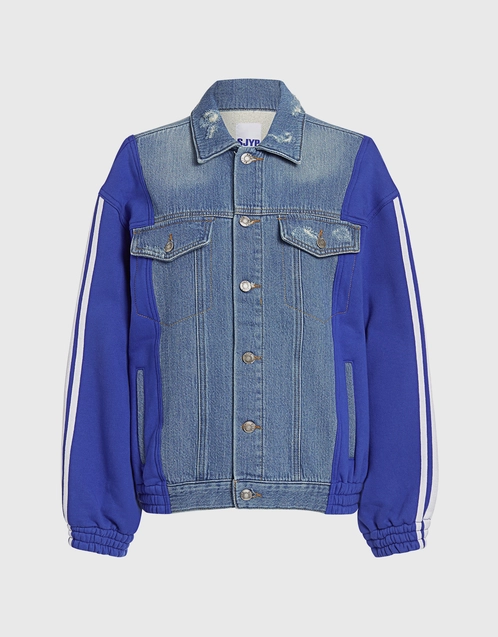 SJYP Isko Premium Jersey Mix Fleece Lined Denim Jacket (Denim
