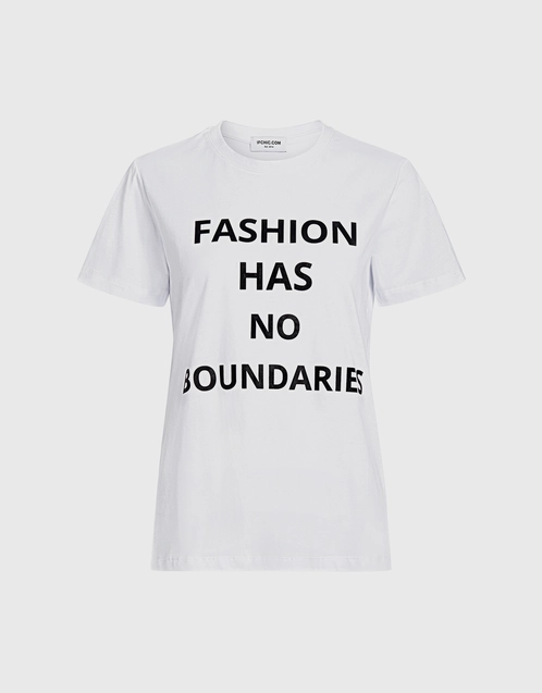 IFCHIC Fashion Has No Boundaries Slogan Tee (Tops,Short Sleeved)