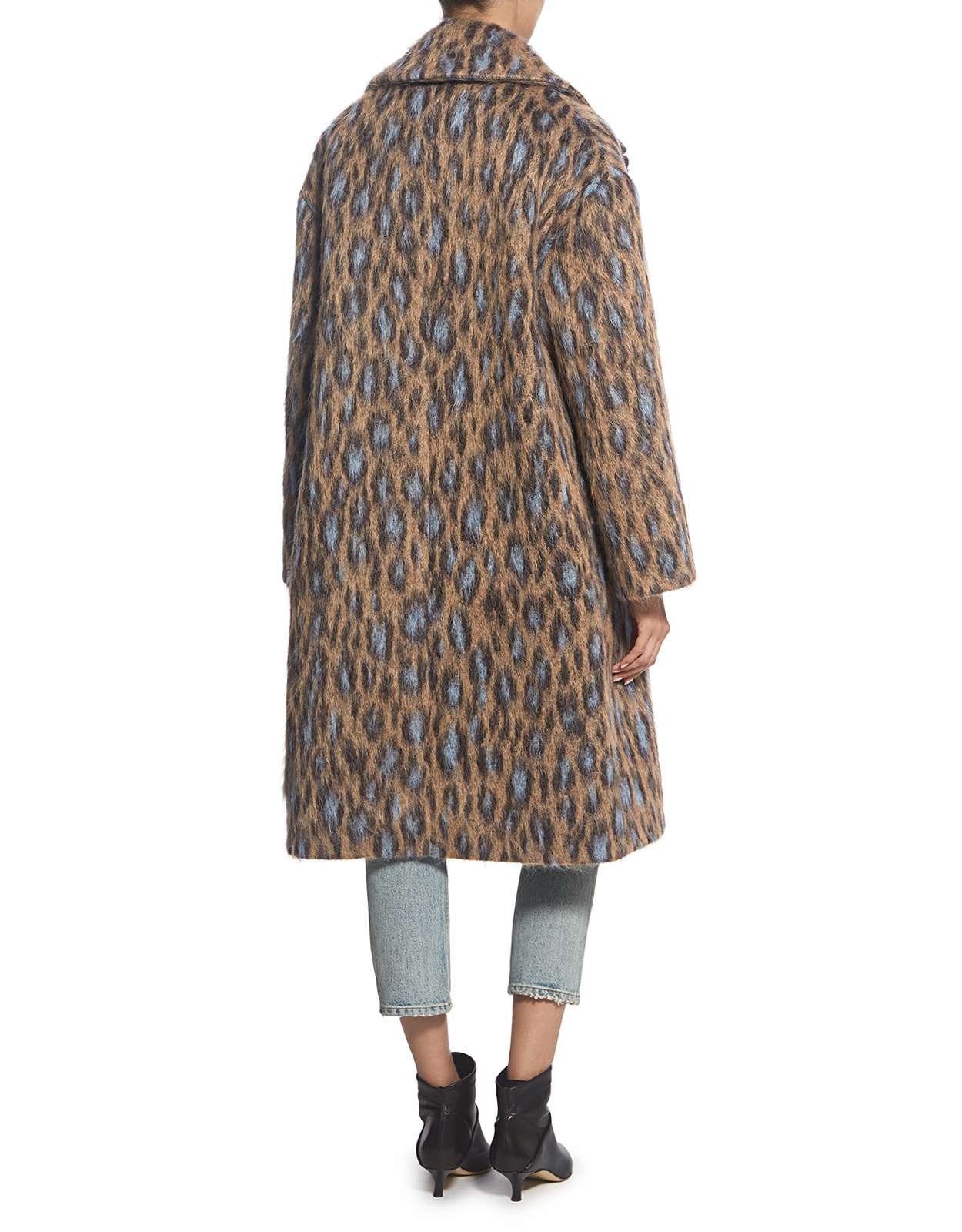 Leopard Double-breasted Oversized Coat 