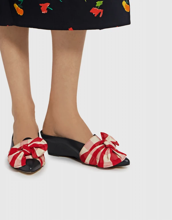 Trademark Adrien結飾格紋尖頭穆勒鞋