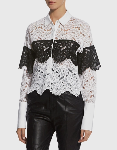 Justine Two-toned Sheer Lace Shirt