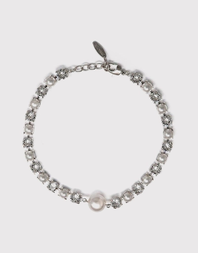 Large Pearl Center Crystal Choker
