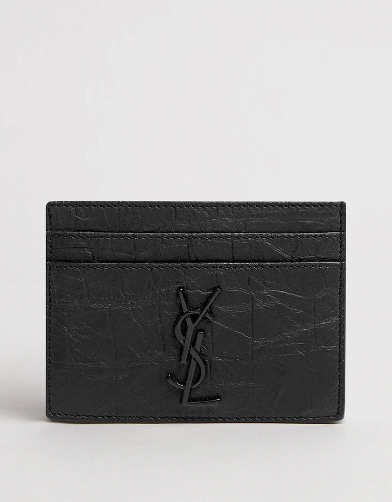 Saint Laurent Men's Cassandre Lamb Leather Crocodile Embossed