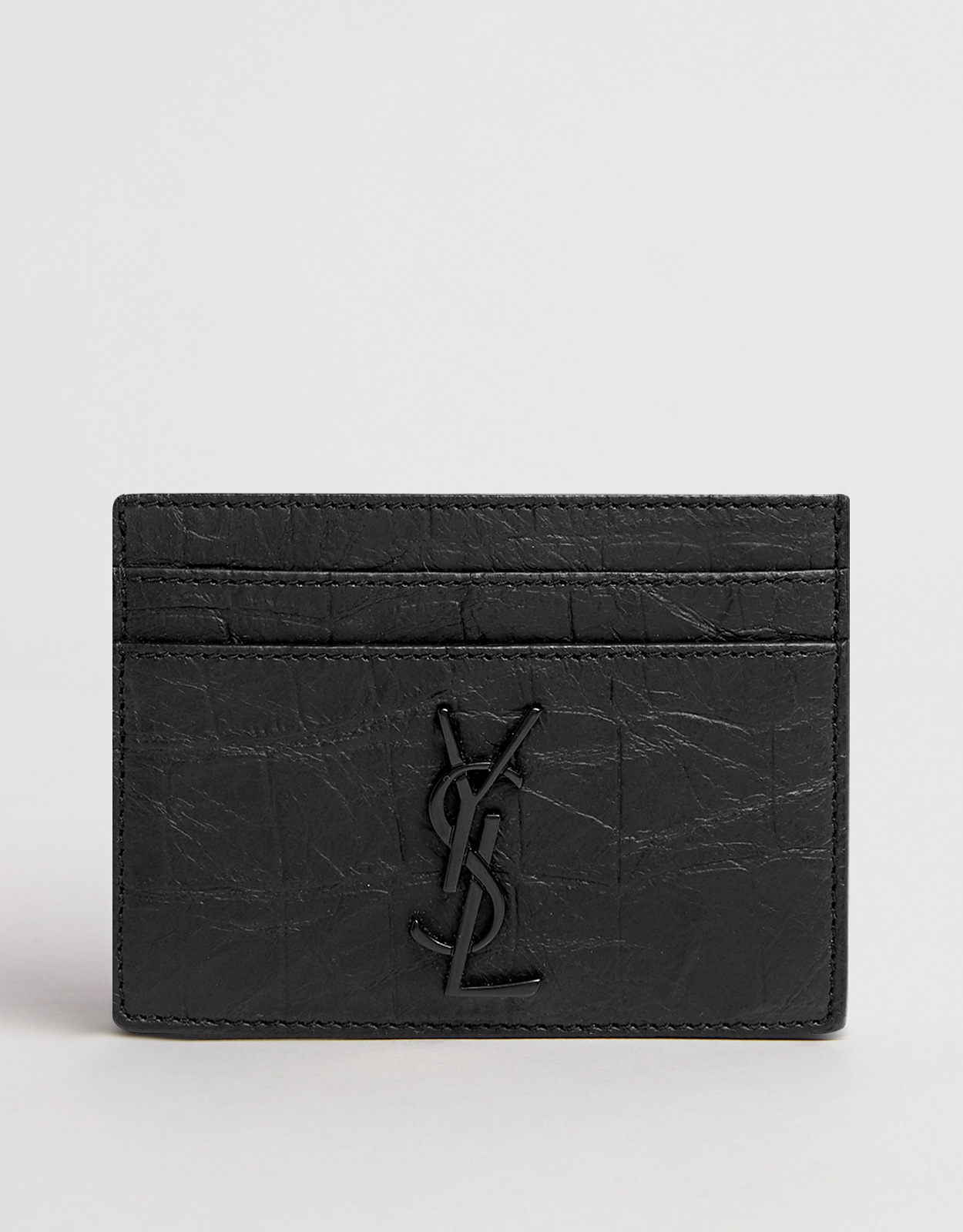 Saint Laurent Saint Laurent Men's Cassandre Lamb Leather Crocodile Embossed Cardholder　サンローラン メンズ カサンドル ラムレザー クロコダイルエンボスカードホルダー