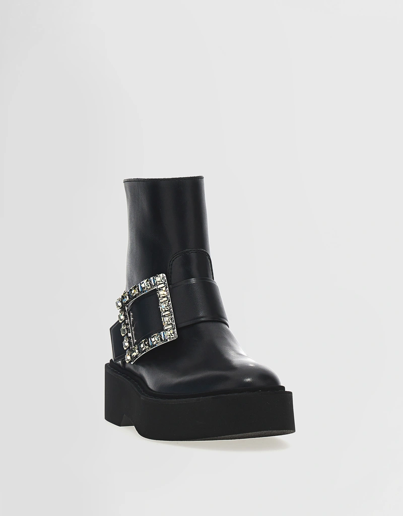 Roger Vivier Viv' Rangers Calfskin Leather アンクルブーツ (ブーツ