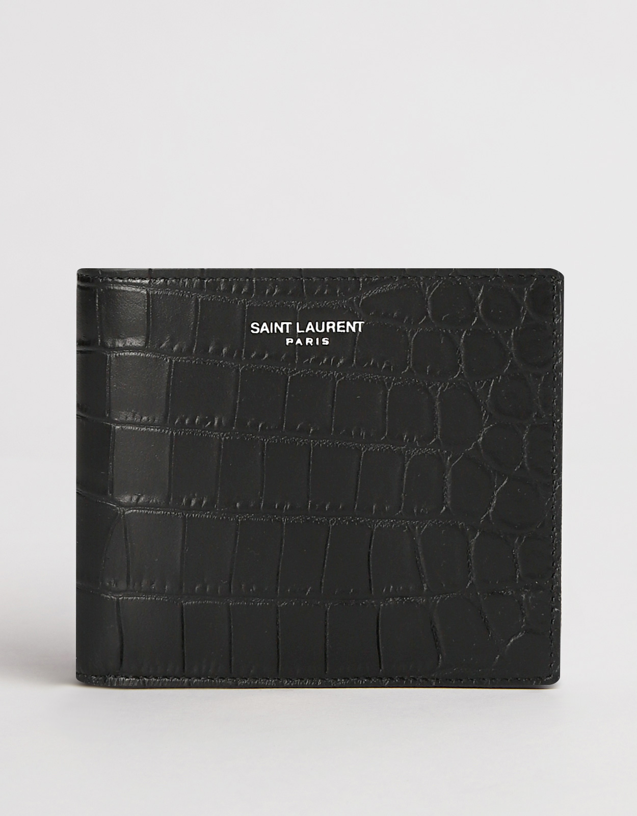 Saint Laurent Men's Calfskin Crocodile Embossed Bifold Wallet　サンローラン メンズ カーフスキン クロコダイル エンボス 二つ折り財布 Saint