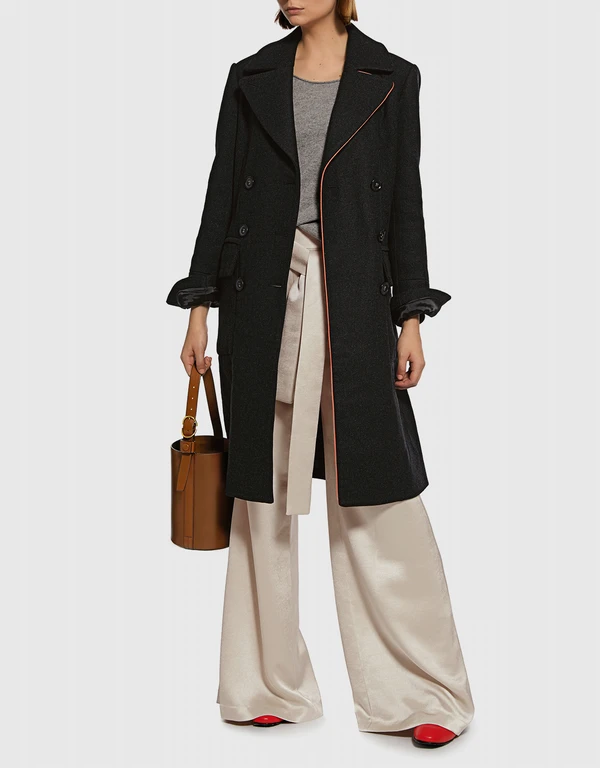 Tibi Felted Wool Double Breasted Coat