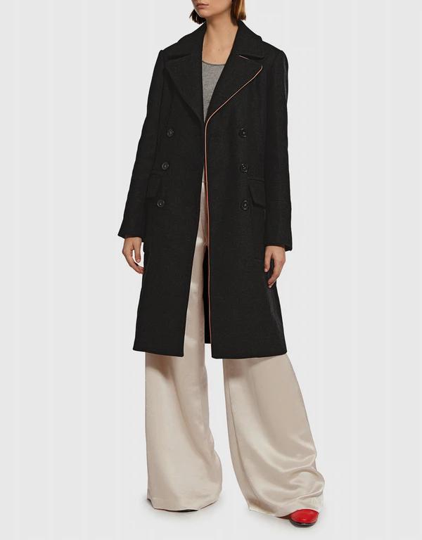 Tibi Felted Wool Double Breasted Coat