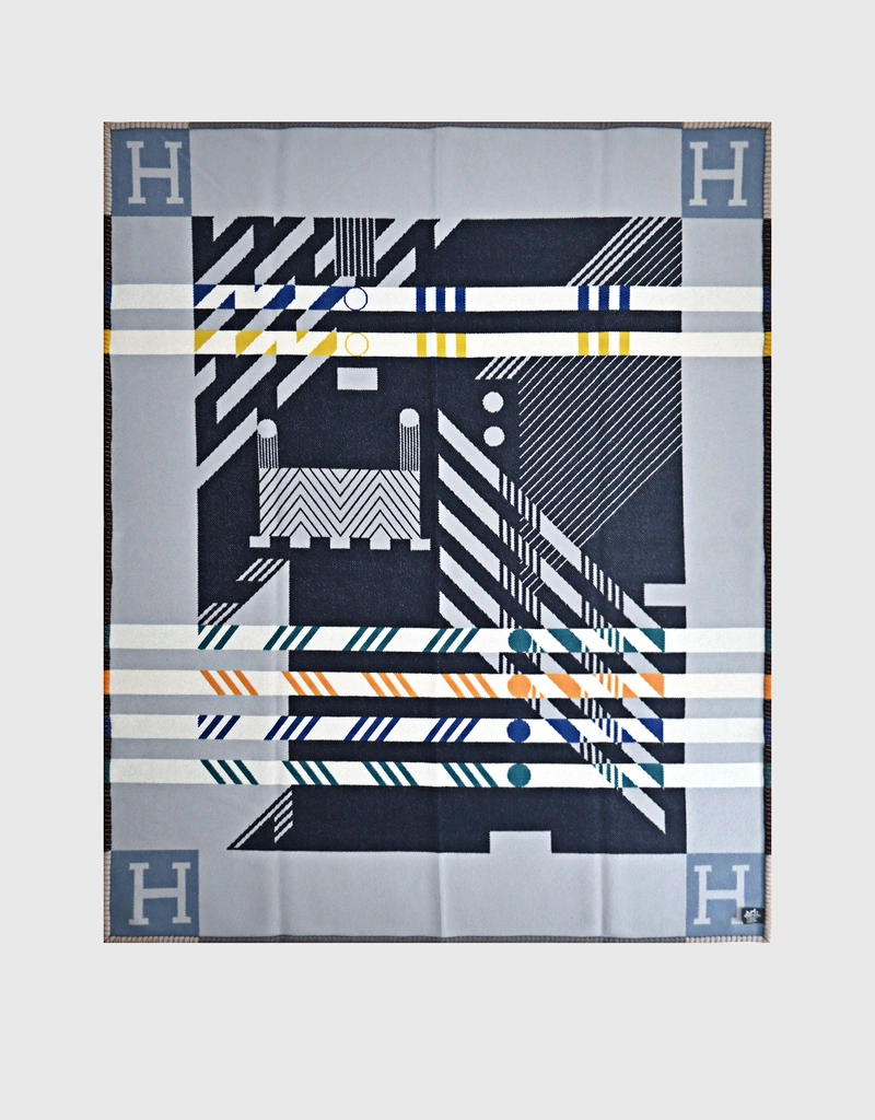 HERMES Avalon throw blanket 85%ウー15%カシミア Hermès Hermès Avalon Jump'H Jacquard Wool And Cashmere Throw