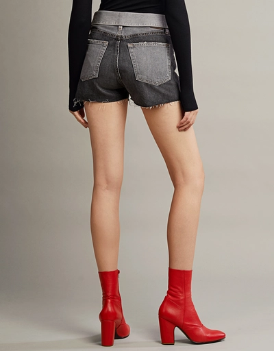 Flip Fold-over High-rised Distressed Denim Shorts