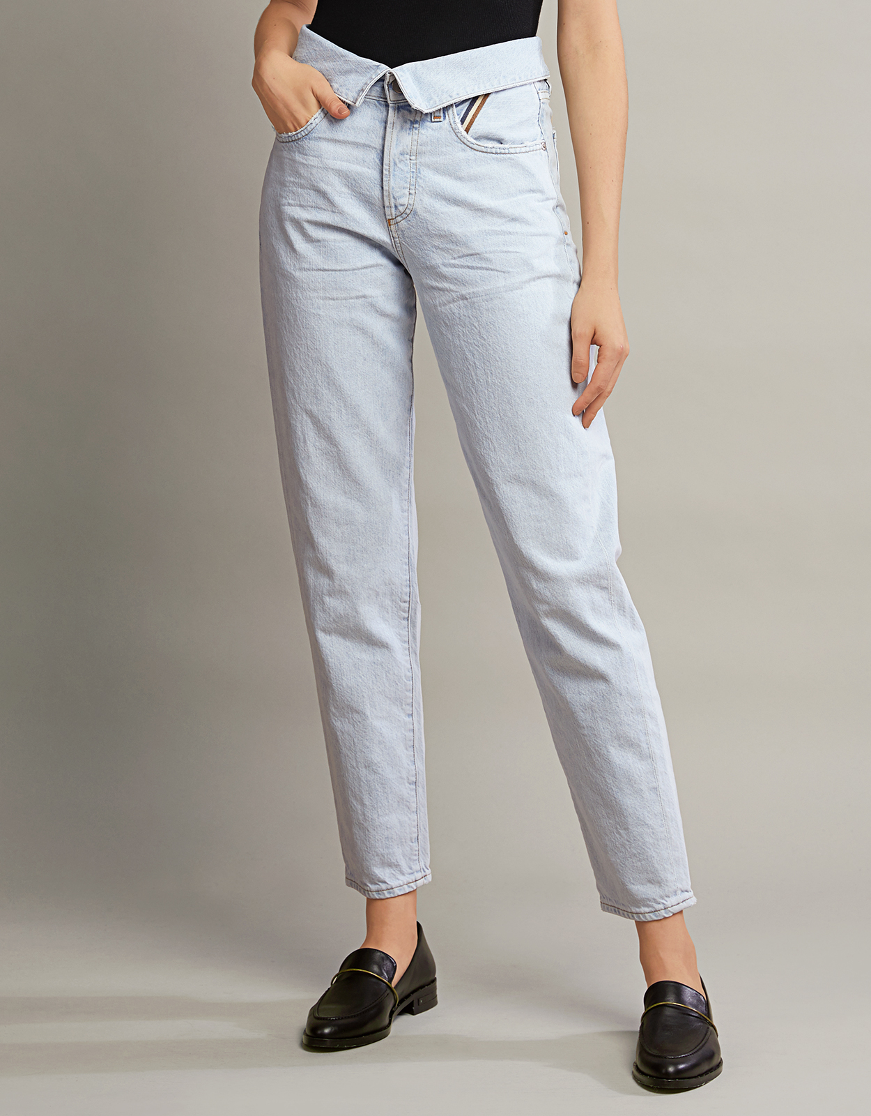 Jean Atelier Flip Fold-over High-rised Straight-leg Jeans (Jeans,Straight  Leg) IFCHIC.COM