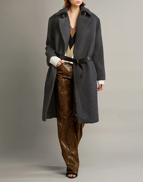 Accelerate Wool-blend Belted Long Coat